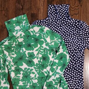 J. Crew Matte Jersey Turtleneck | set of 2 | Floral & Botanical Print size small